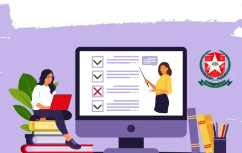 Purple Online Testing Illustration Instagram Post